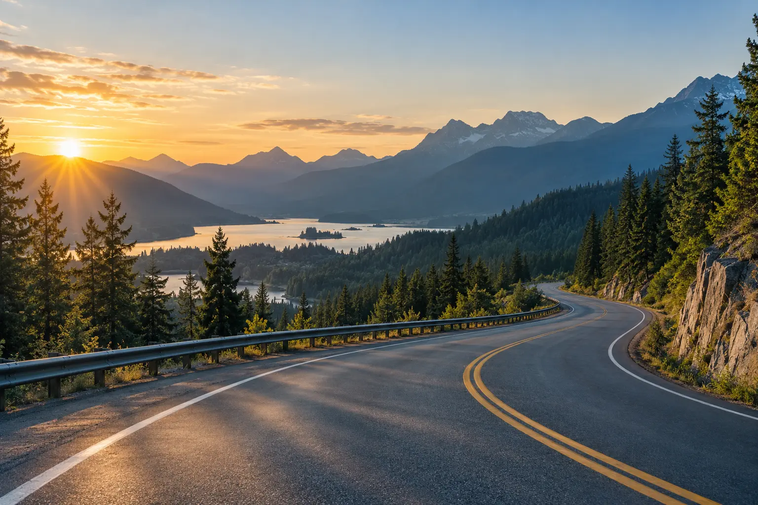 A quiet road through the mountains